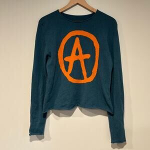 Womens Crewneck Sweater with Orange Graphic